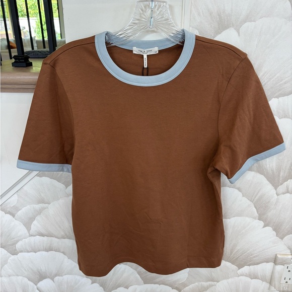 Rag and Bone Brown Mia Ringer Tee - Picture 1 of 2